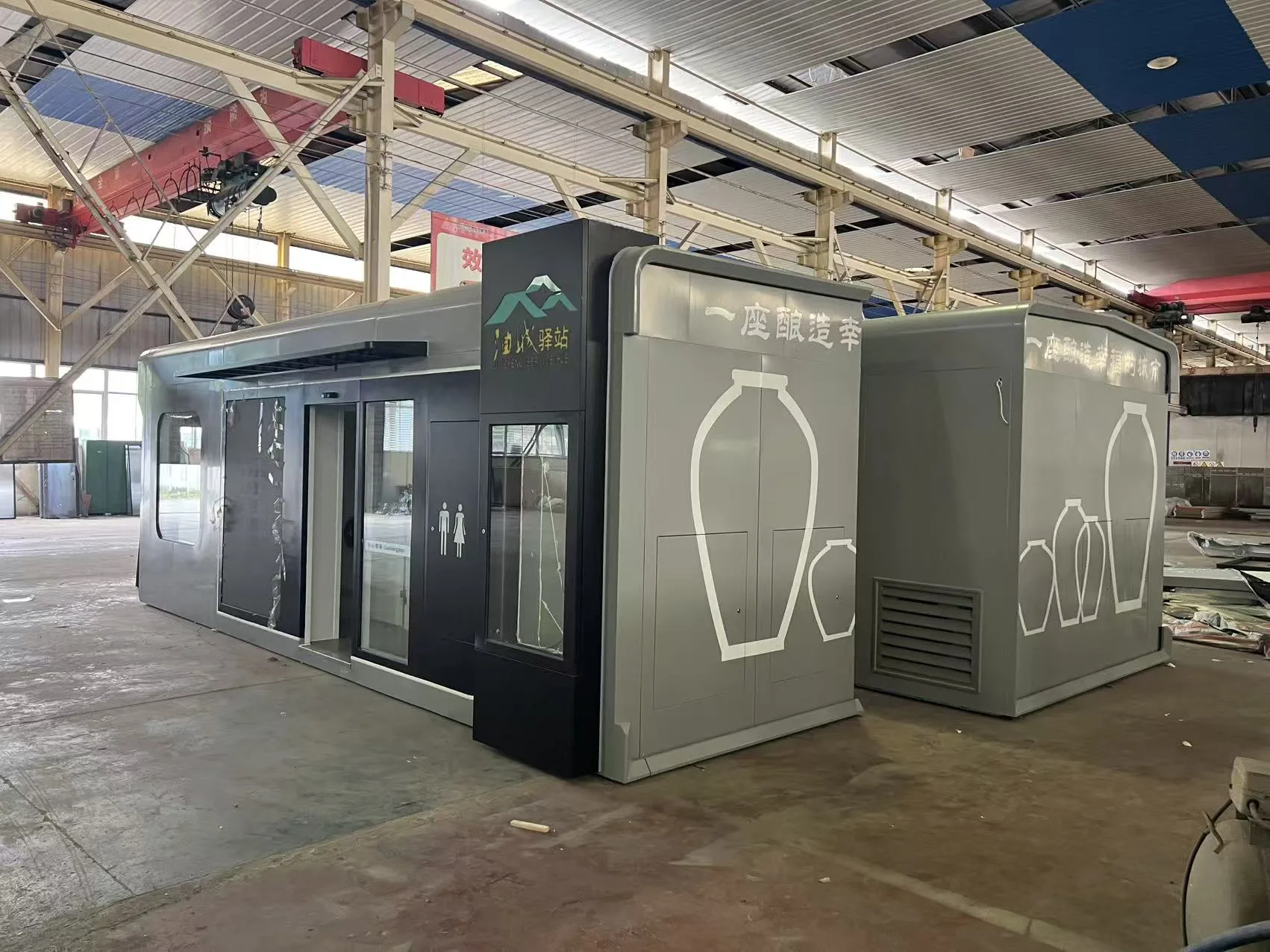 Modular building units on a factory manufacturing floor