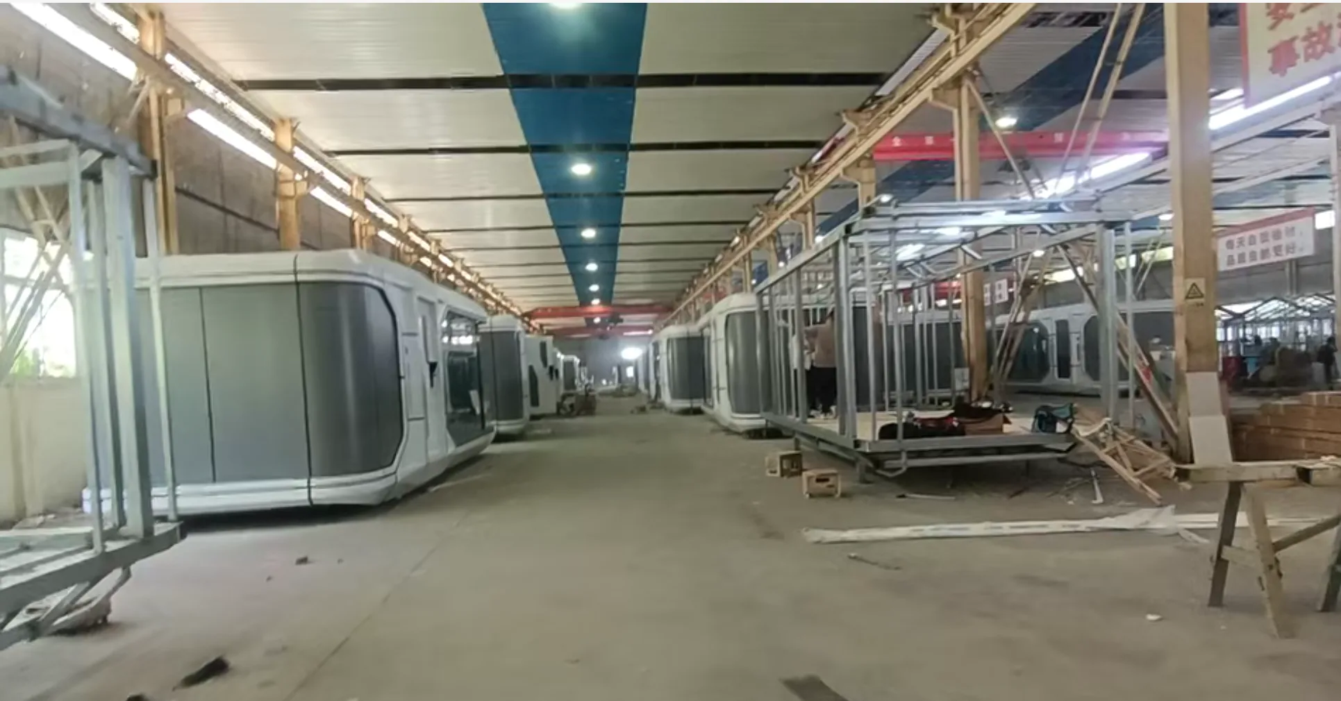 Prepared modular unit condition inside a factory